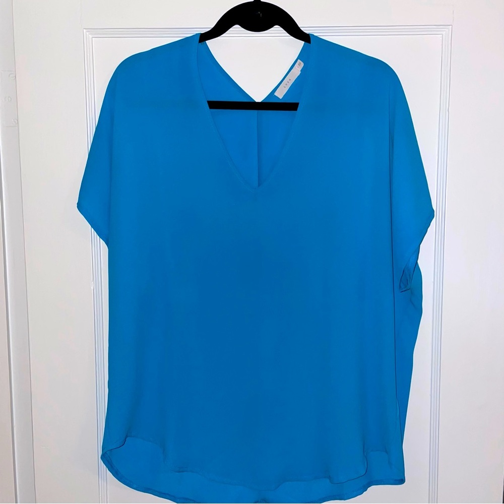 Lush brand size L bright blue women’s v-neck blouse
